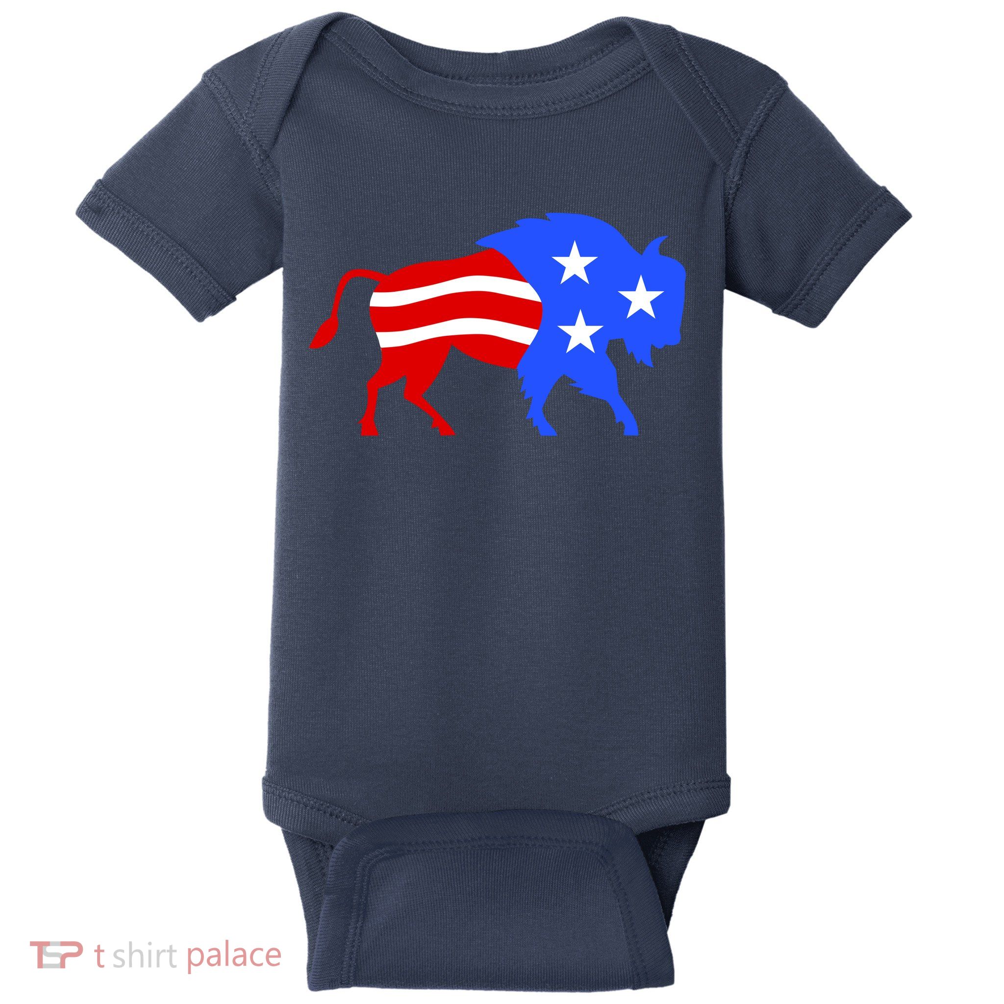 American Bison Illustration Baby Bodysuit