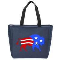 American Bison Illustration Zip Tote Bag