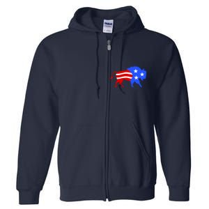 American Bison Illustration Full Zip Hoodie