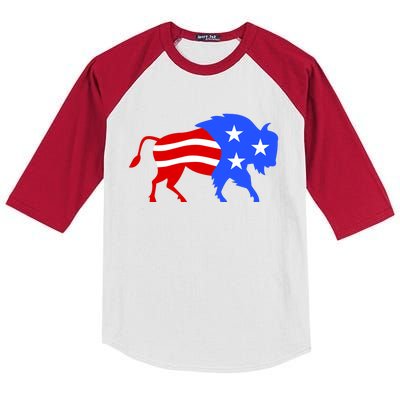 American Bison Illustration Kids Colorblock Raglan Jersey