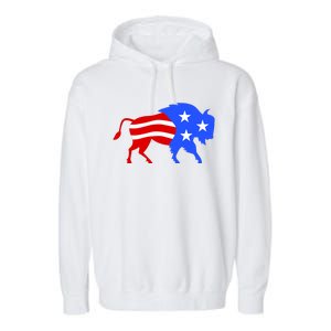 American Bison Illustration Garment-Dyed Fleece Hoodie