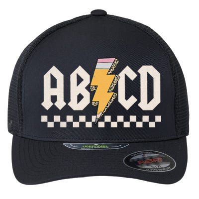 Abcd Back In Class First Day Back To School Teacher Student Flexfit Unipanel Trucker Cap