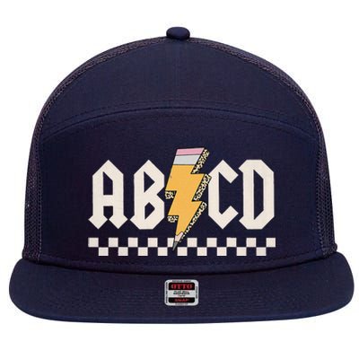 Abcd Back In Class First Day Back To School Teacher Student 7 Panel Mesh Trucker Snapback Hat