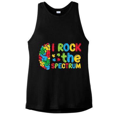 Autism Brain I Rock The Spectrum Awareness Ladies PosiCharge Tri-Blend Wicking Tank