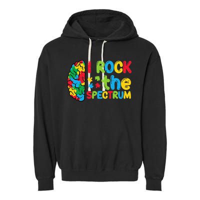 Autism Brain I Rock The Spectrum Awareness Garment-Dyed Fleece Hoodie