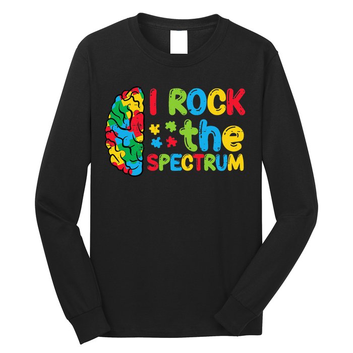 Autism Brain I Rock The Spectrum Awareness Long Sleeve Shirt