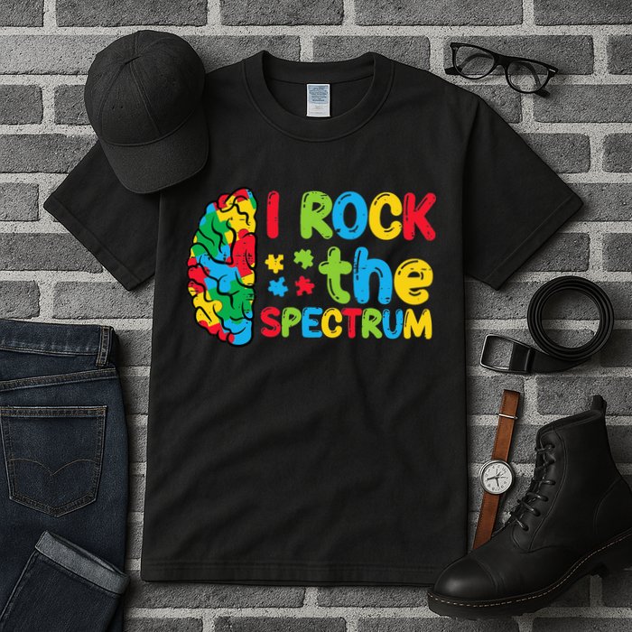 Autism Brain I Rock The Spectrum Awareness Tall T-Shirt