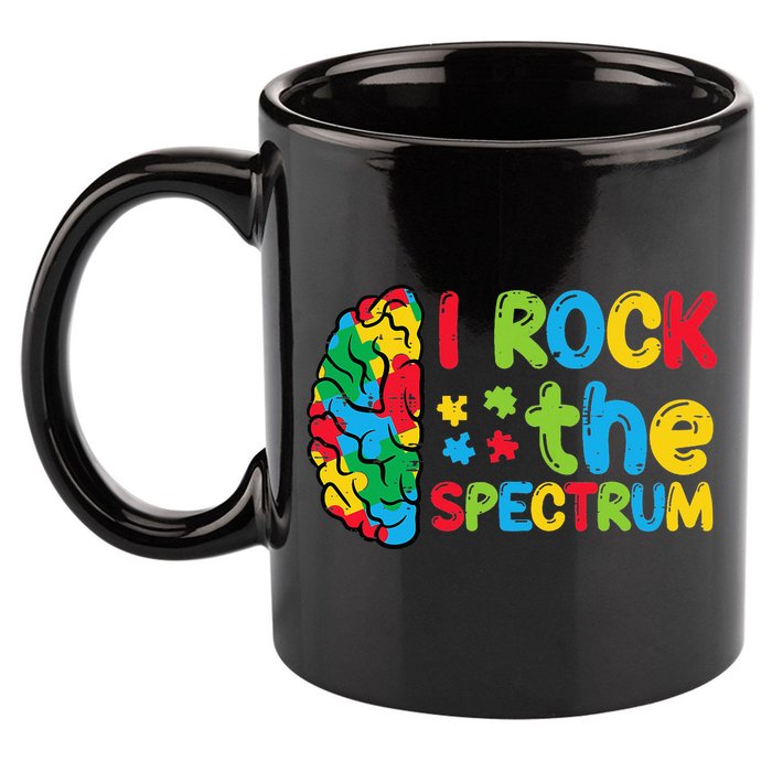 Autism Brain I Rock The Spectrum Awareness 11oz C Handle Ceramic Mug