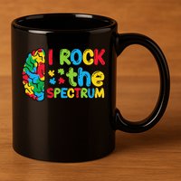 Autism Brain I Rock The Spectrum Awareness 11oz C Handle Ceramic Mug