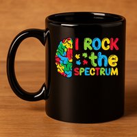 Autism Brain I Rock The Spectrum Awareness 11oz C Handle Ceramic Mug