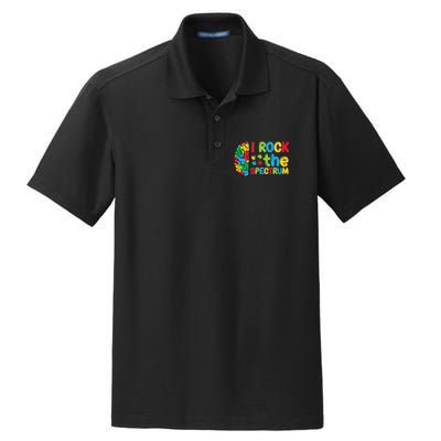 Autism Brain I Rock The Spectrum Awareness Dry Zone Grid Polo