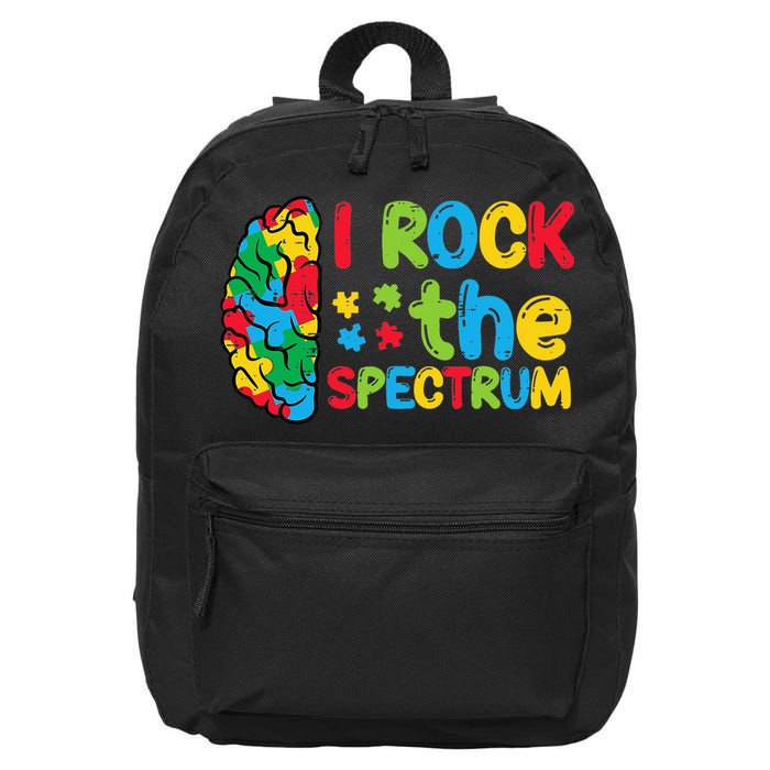 Autism Brain I Rock The Spectrum Awareness 16 in Basic Backpack