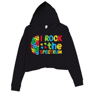 Autism Brain I Rock The Spectrum Awareness Crop Fleece Hoodie