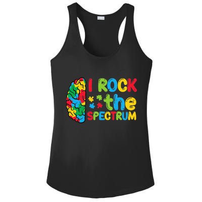 Autism Brain I Rock The Spectrum Awareness Ladies PosiCharge Competitor Racerback Tank