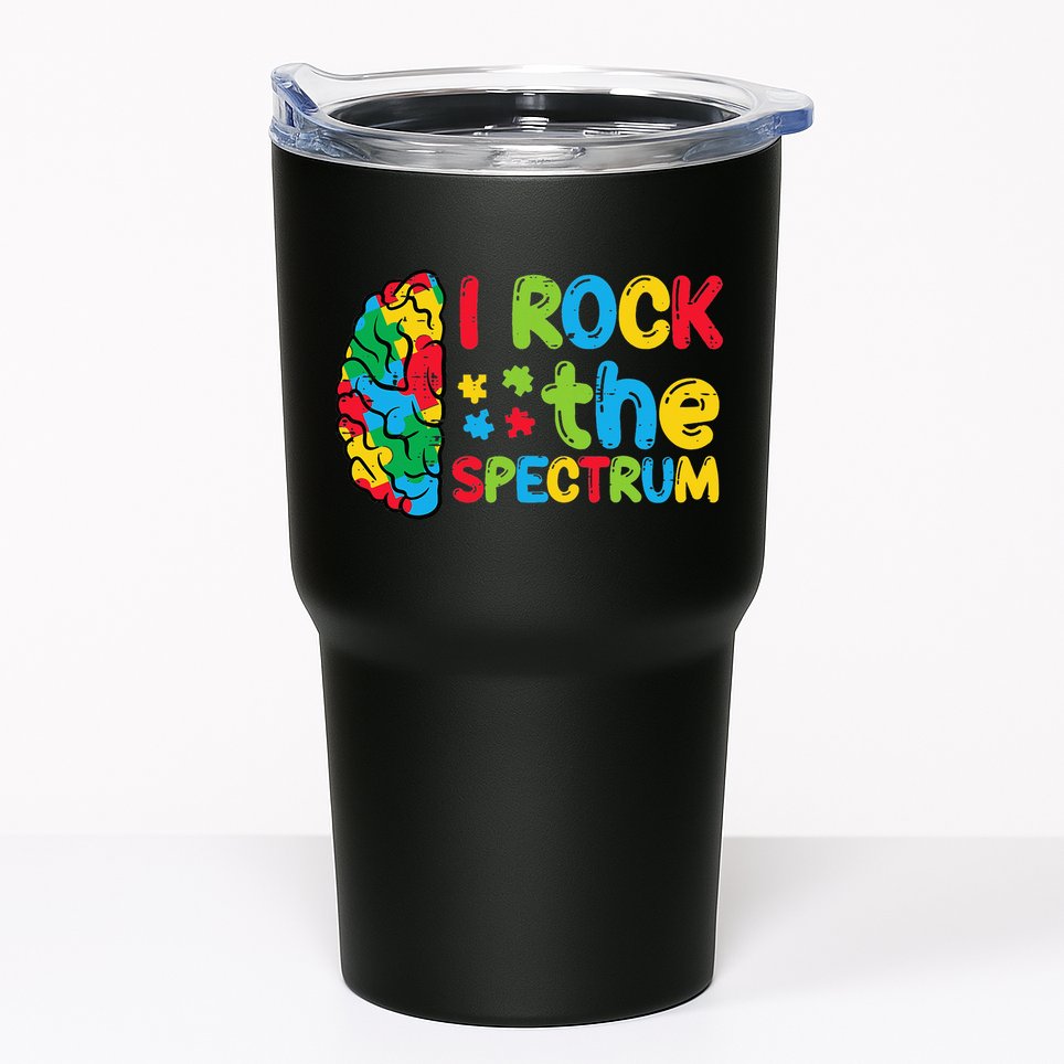 Autism Brain I Rock The Spectrum Awareness Tumbler