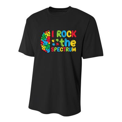 Autism Brain I Rock The Spectrum Awareness Youth Performance Sprint T-Shirt