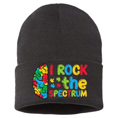 Autism Brain I Rock The Spectrum Awareness Sustainable Knit Beanie