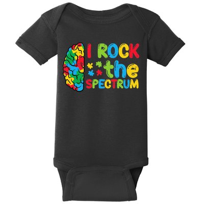 Autism Brain I Rock The Spectrum Awareness Baby Bodysuit