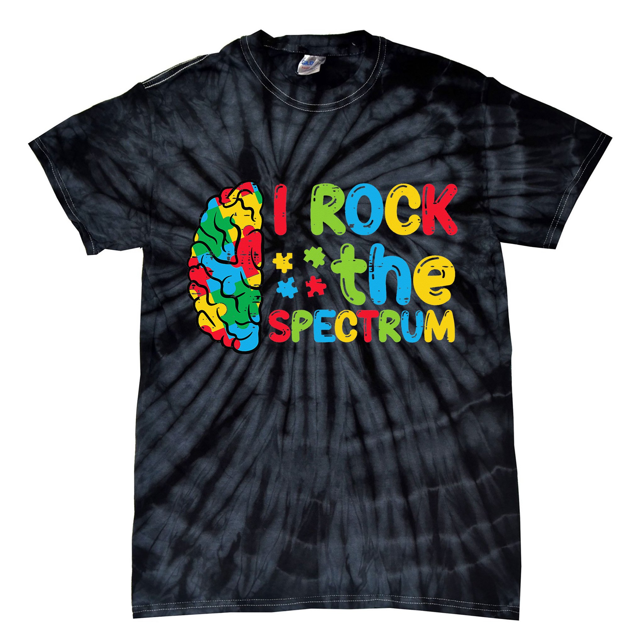 Autism Brain I Rock The Spectrum Awareness Tie-Dye T-Shirt