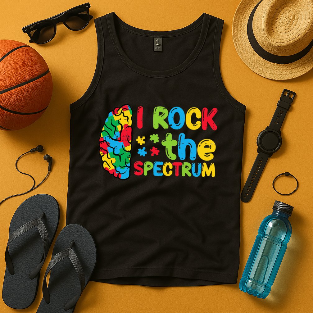 Autism Brain I Rock The Spectrum Awareness Tank Top
