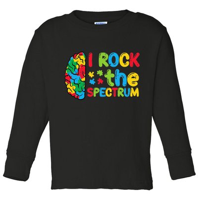 Autism Brain I Rock The Spectrum Awareness Toddler Long Sleeve Shirt