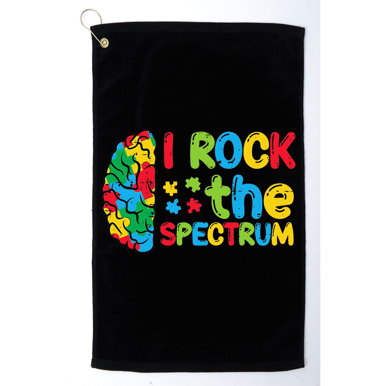 Autism Brain I Rock The Spectrum Awareness Golf Towel
