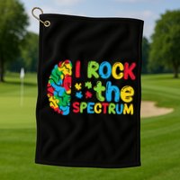 Autism Brain I Rock The Spectrum Awareness Golf Towel