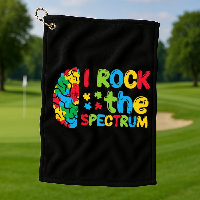 Autism Brain I Rock The Spectrum Awareness Golf Towel