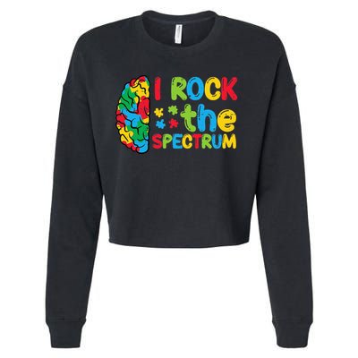 Autism Brain I Rock The Spectrum Awareness Cropped Pullover Crew