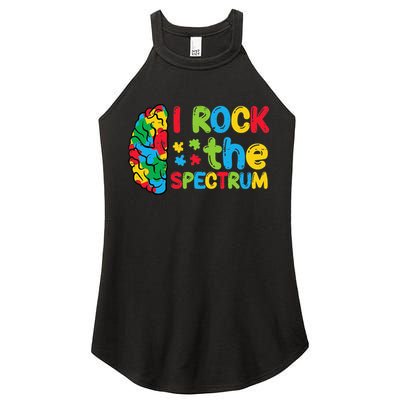 Autism Brain I Rock The Spectrum Awareness Women's Perfect Tri Rocker Tank