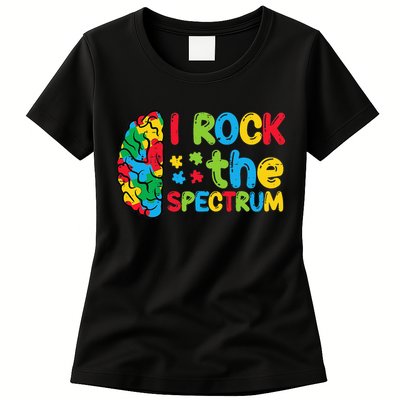 Autism Brain I Rock The Spectrum Awareness Womens T-Shirt
