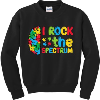 Autism Brain I Rock The Spectrum Awareness Kids Sweatshirt
