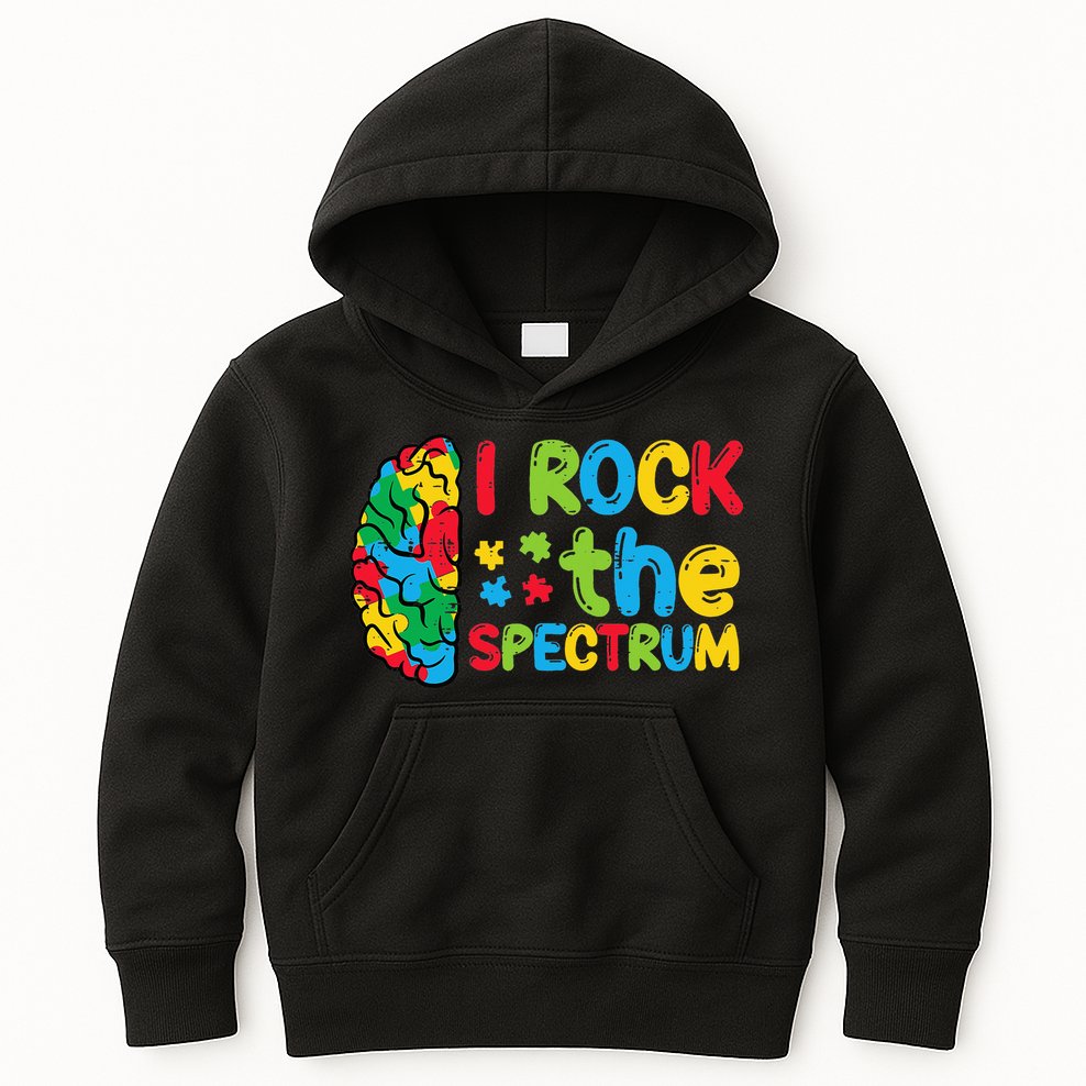 Autism Brain I Rock The Spectrum Awareness Kids Hoodie