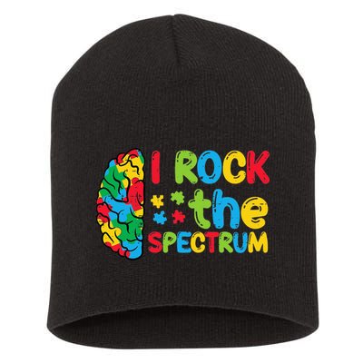 Autism Brain I Rock The Spectrum Awareness Short Acrylic Beanie