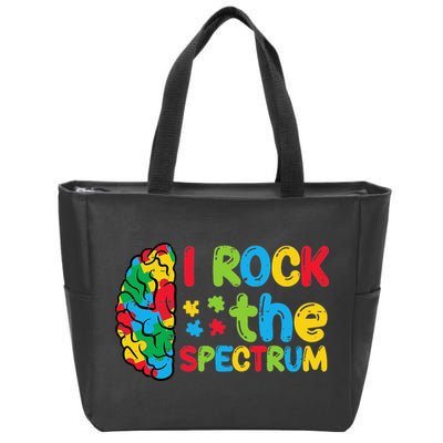Autism Brain I Rock The Spectrum Awareness Zip Tote Bag