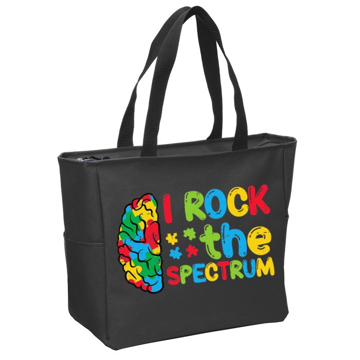 Autism Brain I Rock The Spectrum Awareness Zip Tote Bag