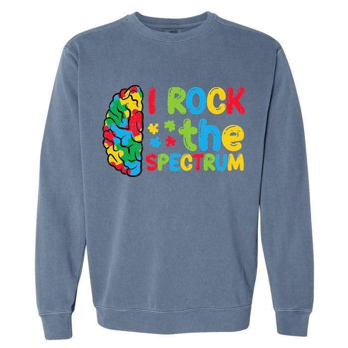 Autism Brain I Rock The Spectrum Awareness Garment-Dyed Sweatshirt