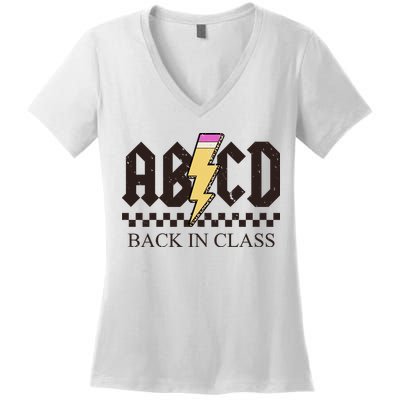 ABCD Back In Class Rock Vintage School Women's V-Neck T-Shirt