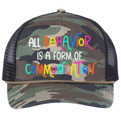 All Behavior Is A Form Of Communication SPED Teacher Autism Retro Rope Trucker Hat Cap