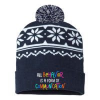 All Behavior Is A Form Of Communication SPED Teacher Autism USA-Made Snowflake Beanie