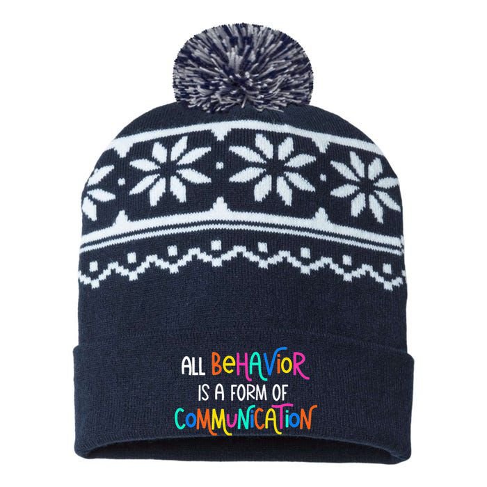 All Behavior Is A Form Of Communication SPED Teacher Autism USA-Made Snowflake Beanie