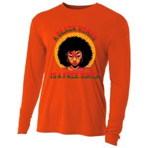 A Black Is A Free Gift Black History Juneteenth Gift Cooling Performance Long Sleeve Crew