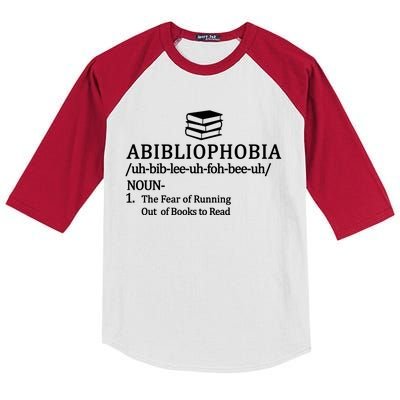 Abibliophobia The Fear Pf Running Out Books To Read Kids Colorblock Raglan Jersey