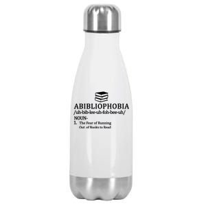 Abibliophobia The Fear Pf Running Out Books To Read Stainless Steel Insulated Water Bottle