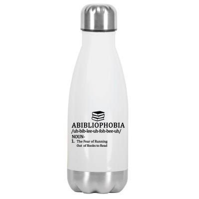 Abibliophobia The Fear Pf Running Out Books To Read Stainless Steel Insulated Water Bottle