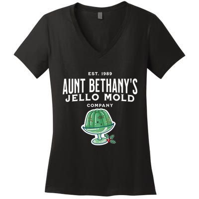 Aunt Bethanys Jello Mold Est 1989 Christmas Holiday Season Women's V-Neck T-Shirt