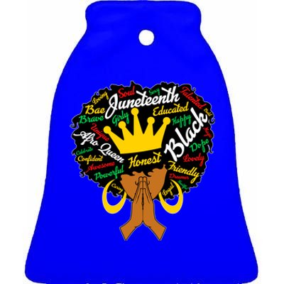 Afro Black Juneteenth Celebrate Black History Month Gift Ceramic Bell Ornament