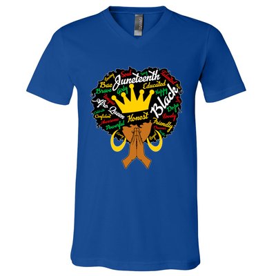 Afro Black Juneteenth Celebrate Black History Month Gift V-Neck T-Shirt