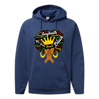 Afro Black Juneteenth Celebrate Black History Month Gift Performance Fleece Hoodie