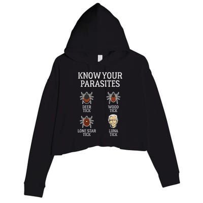 Anti Biden Know Your Parasites Lunatic Impeach Joe Biden Crop Fleece Hoodie